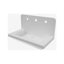 Console multifonctionnelle avec vasque coulissante intégrée en solid surface, finition blanc mat Idral