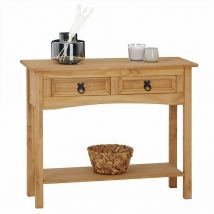 Idimex - Table console en pin salsa style mexicain, avec 2 tiroirs