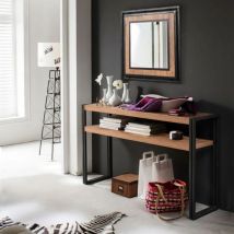 Concept-usine - hanko - Console style industriel - bois et noir - 140 cm