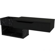 Console suspendue avec 1 tiroir et 2 niches - Effet marbre noir - dareka