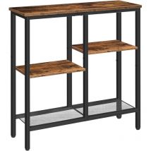 Console Table, Narrow Console Table, Slim Sofa Table with 4-Tier Storage Shelves, Industrial Hallway Table with Metal Mesh Shelf, for Hallway,