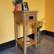 Furniture One - Console Table with 1 Drawer and Shelf - Tall:36Wx36Dx74H - Oak
