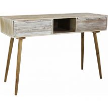 Defibrico - Tavolino consolle da interno con 2 cassetti in legno di paulownia 120x40x80h cm