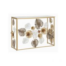 Consolle in metallo dorato, piano in vetro 113x40x80cm Floris Glam