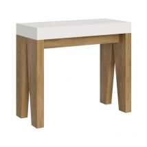 Consolle allungabile 90x40/300 cm Naxy Mix piano Bianco Frassino - struttura Quercia Natura