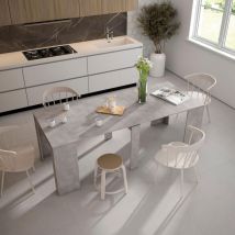 Skraut Home - Consolle allungabile, Tavolo consolle allungabile , 220, Per 10 persone, Tavolo da pranzo, Stile moderno, Cemento