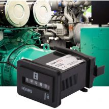 Ej.life - Contador de horas mecánico de cuarzo de 10-80 v ca/cc, 99999,9 horas, para conteo de tiempo de motor y generador
