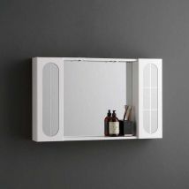 Kiamami Valentina - Container Badezimmerspiegel 92Cm 2 Wandschränke Mit Spiegeltür Und Led-Licht