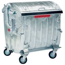Poubelle d'extérieur – Container poubelle galvanisé 1,1 m³ avec verrouillage – Matières: Acier galvanisé, Volume: 1,1 m³, Largeur: 1360 mm, Hauteur: 