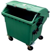 Opv - Container Poubelle Plastique 1,1 M3 Avec Couvercle Vert