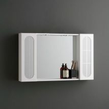 Kiamami Valentina - Container Salle De Bain Miroir 92Cm 2 Meubles Muraux Avec Porte Miroir Et Lumière Led