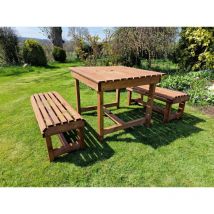 Churnet Valley - Wooden Garden Contemporary Table And Bench Set - Sits 4