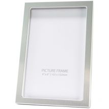 Happy Homewares - Contemporary and Simple Brushed Silver Aluminium 4x6 Rectangular Picture Frame by Silver