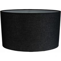 Contemporary and Stylish Ash Black Linen Fabric Oval Lamp Shade - 30cm Width by Happy Homewares Black