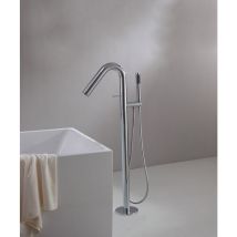 Lookshop - Contemporary freestanding bathtub faucet with floor mounting and chrome handshower