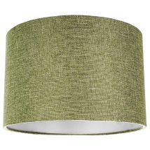 Contemporary Olive Green Plain Linen Fabric 10 Drum Lamp Shade 60w Maximum by Happy Homewares Olive Green
