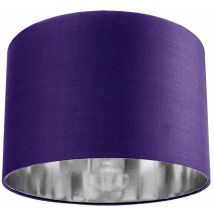 Happy Homewares - Contemporary Purple Cotton 12 Table/Pendant Lamp Shade with Shiny Silver Inner by Purple