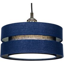 Contemporary Quality Blue Linen Fabric Triple Tier Ceiling Pendant Light Shade by Happy Homewares Midnight Blue