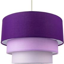 Contemporary Round Triple Tier Purple/Lilac Cotton Fabric Pendant Light Shade by Happy Homewares Purple
