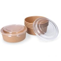 Contenant en carton biodégradable rond avec salade/couvercle 500 cc (5ud)