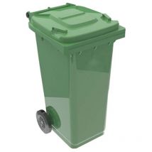 Grüner Müllcontainer aus Kunststoff ohne Pedal 120lt