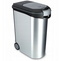 Curver - Comedero 20kg i 54L Metal, Negro/Plata, 49,3 x 27,8 x 60,5 cm, 1 pieza (Pack de 1)