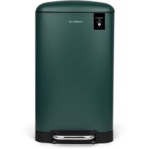 Les Collectors - N°701 - Cubo de basura Con Pedal, Capacidad 30 l, Silenciosa, Forma Rectangular, Edición Verde Azulado Mate, Acero Inoxidable,