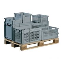 Lockweiler - Contenedor de transporte L400xW300xH170mm gris pp tamaño de apertura, paredes laterales perforadas