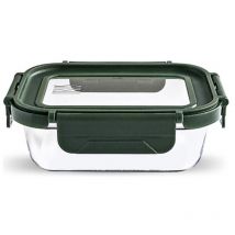 Contenedor vidrio rectangular 370 ml tapa vidrio