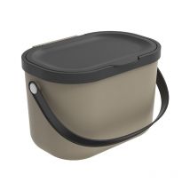Rotho Albula 1054607422 Seau À Compost Avec Couvercle Et Anse En Plastique Marron 3,2 L