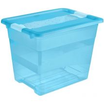 Conteneur de stockage avec couvercle, plastique, bleu transparent, 24 l