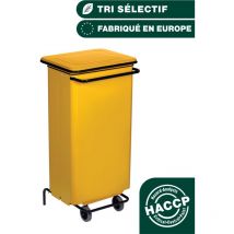 Conteneur mobile à pédale 110L Métal Jaune - Matériel professionnel - JVD