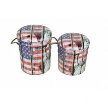 Conteneurs intérieurs pouf avec siège en PVC rembourré et décoration de drapeau américain Blue