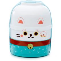 Contenitore per Alimenti Rotondo con Scomparti Impilati - Maneki Neko - Gatto Portafortuna