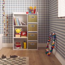 Libreria per bambini con 4 cestini in fibra vegetale