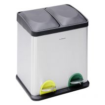 Step Bin CR705-30 l Pattumiera per raccolta differenziata a pedale in acciaio inox, 2 secchi interni, 2 x 15 l (30 l) - Arregui