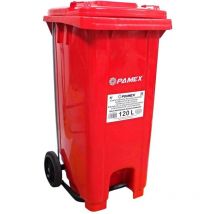 Contenur - Contenedor basura reciclaje 120 litros con pedal. Rojo