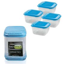 Contenitori Plastica - Blu E Trasparente - 0,25l 10x10x6 Cm 4pz - Giostyle