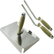 Fugblech Edelstahl 245x155mm + Fugenkelle 10+12mm ledergriff CT04 - Contoo