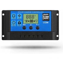 Contrôleur de charge solaire, contrôleur de panneau solaire 10A 12V/24V pwm Paramètre automatique Affichage lcd réglable (10A)