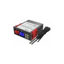 Ensoleille - Contrleur de Température de Thermostat à Double Affichage Numérique avec Double Sortie de Relais de Sonde ntc, dc 24V - dc 24V