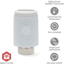 Contrôle de radiateur smartlife zigbee 3.0 alimenté par pile led android ios Nedis ZBHTR20WT