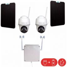 Ultra Secure - Contrôleur 4G (aimanté avec batterie) + 2 caméras motorisées solaires 4K / Détection intelligente + Cartes sd (UltraCAM)