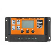 Contrôleur solaire 100A 12V/24V, Contrôleur de charge LCD double USB pour panneau solaire