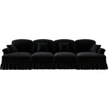 Elegantes Großes 4-sitzer Sofa Im Mid-century-stil Aus Chenille Mit Trichter-armlehnen, Abnehmbarer Rüschenschürze & Spindelförmigen Beinen – 