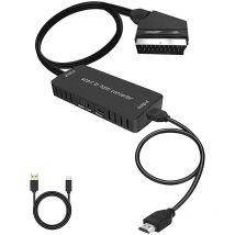 Longziming - Convertidor de Scart a hdmi, cable de Scart a hdmi con conmutación 720p/1080p, adaptador de Scart a hdmi para tv y proyector