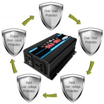 Convertisseur 12V 220V Pur Sinus 4000W Onduleur à Onde Sinusoïdale Pure Transformateur avec Télécommande & Double ac Prises de Courant pour rv