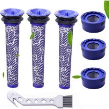 Convient aux accessoires d'aspirateur Dyson V7 V8 ensemble de filtres avant et arrière avant 3 + arrière 3 + brosse blanche