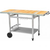 Cook'in Garden - Desserte pour plancha en bois et métal grandi xl