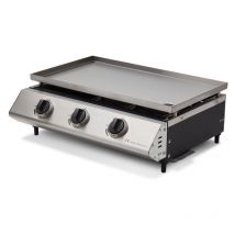 Cooking box - Plancha à gaz Cadix 3 feux - Surface de cuisson 62 x 37,5 cm - Plaque inox - 3 brûleurs - Tiroir graisse - Jusqu'à 8 convives - 9,45 kW